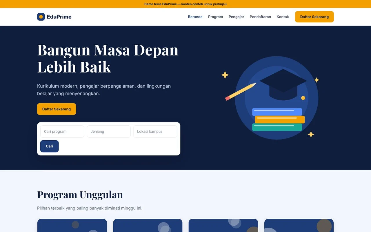 Screenshot utama EduPrime