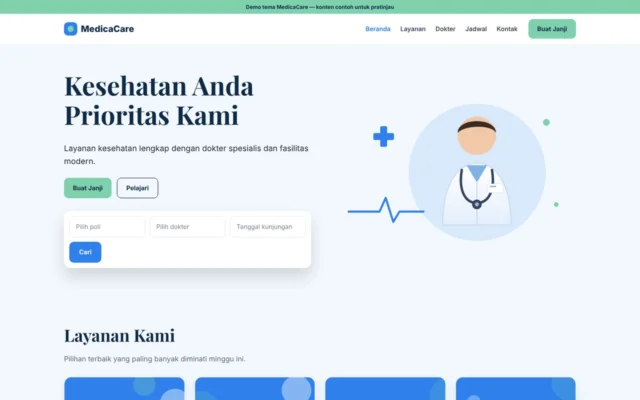Screenshot tema MedicaCare
