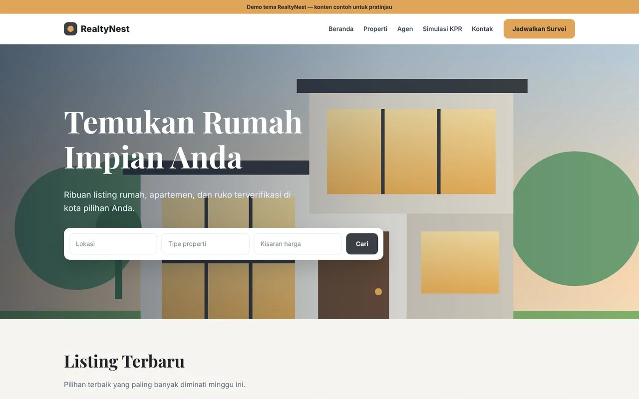 Screenshot utama RealtyNest
