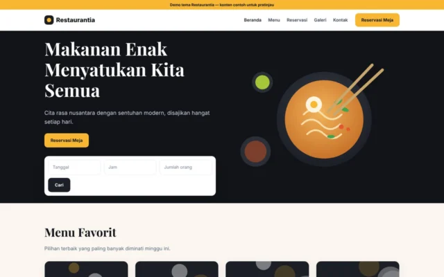 Screenshot tema Restaurantia