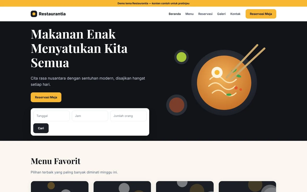 Screenshot utama Restaurantia